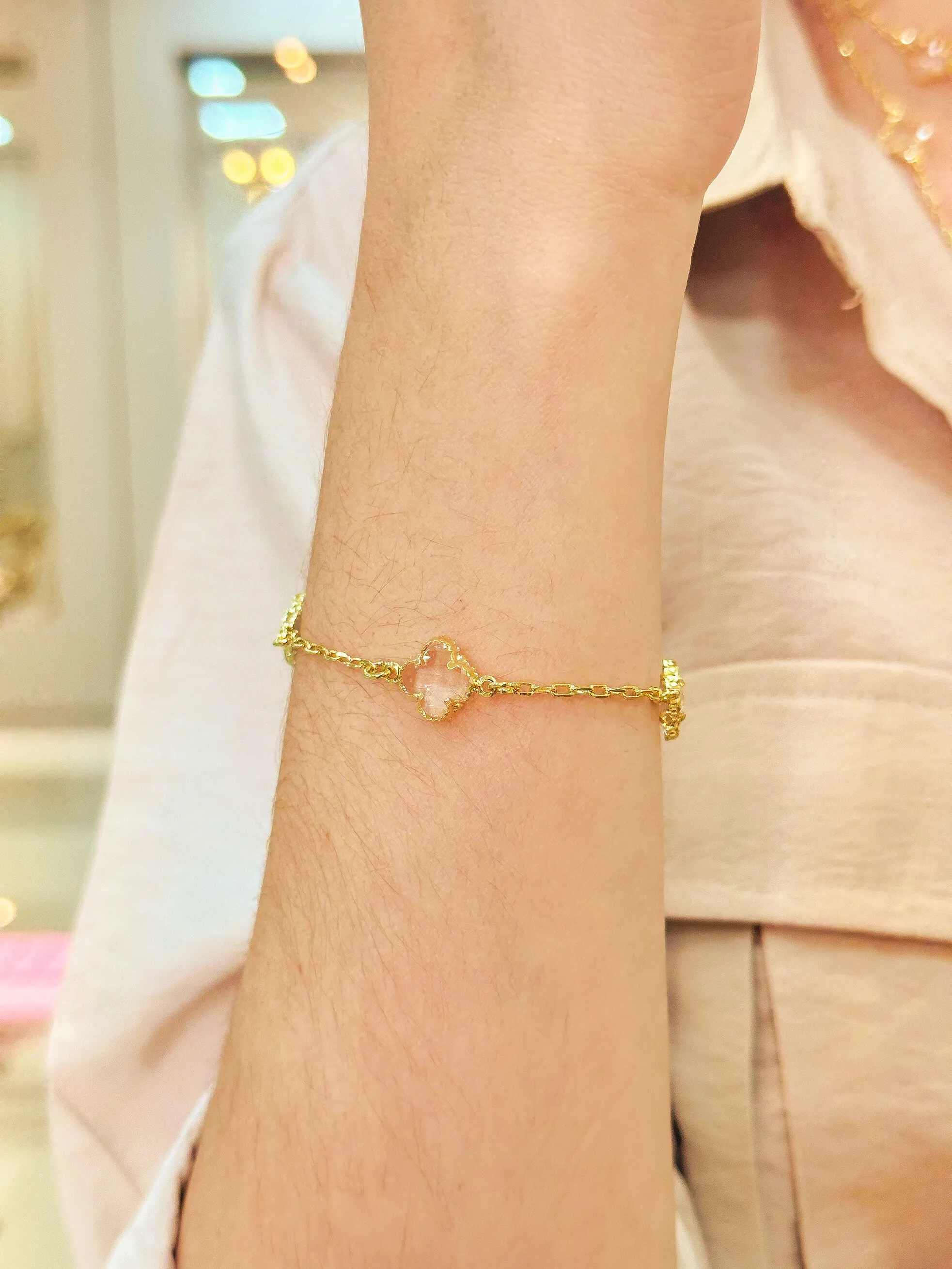 PULSEIRA ALHAMBRA INSPIRAÇÃO VAN CLEEF PEDRA CRISTAL