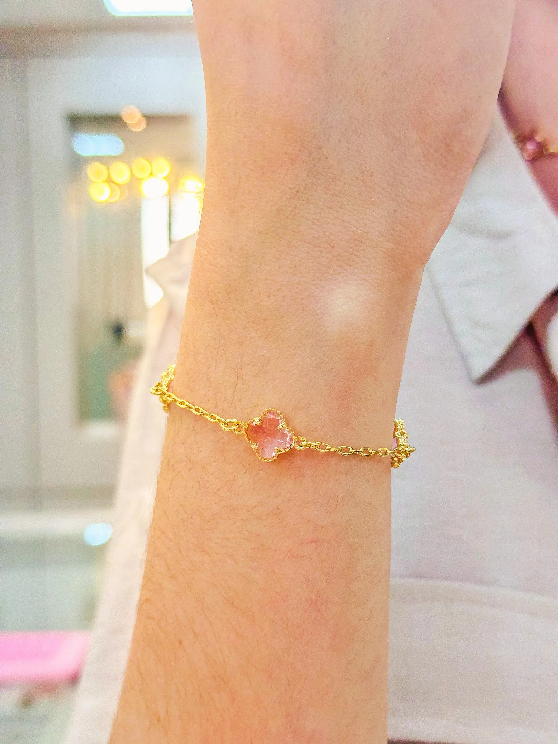 PULSEIRA ALHAMBRA INSPIRAÇÃO VAN CLEEF PEDRA ROSA