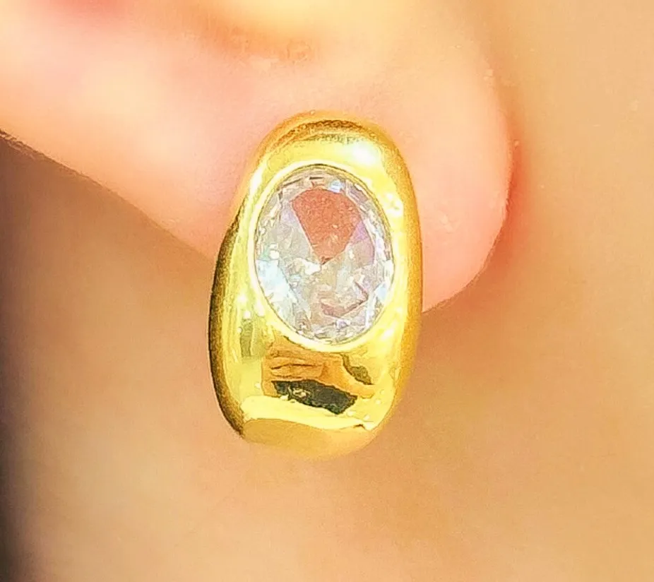 BRINCO NEIA ARGOLA PEDRA OVAL