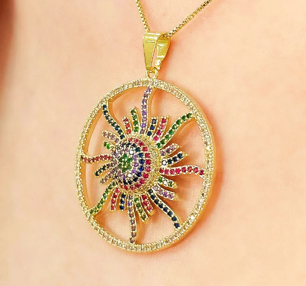 GARGANTILHA MANDALA SOL CRAVEJADO COLORS