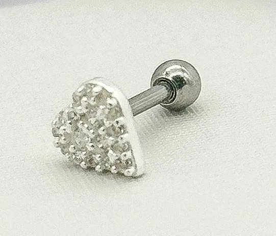 PIERCING PRATA CORAÇÃO CRAVEJADO