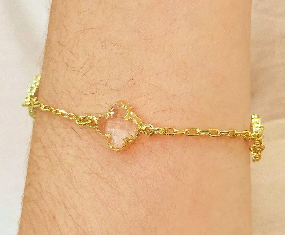 PULSEIRA ALHAMBRA INSPIRAÇÃO VAN CLEEF PEDRA CRISTAL