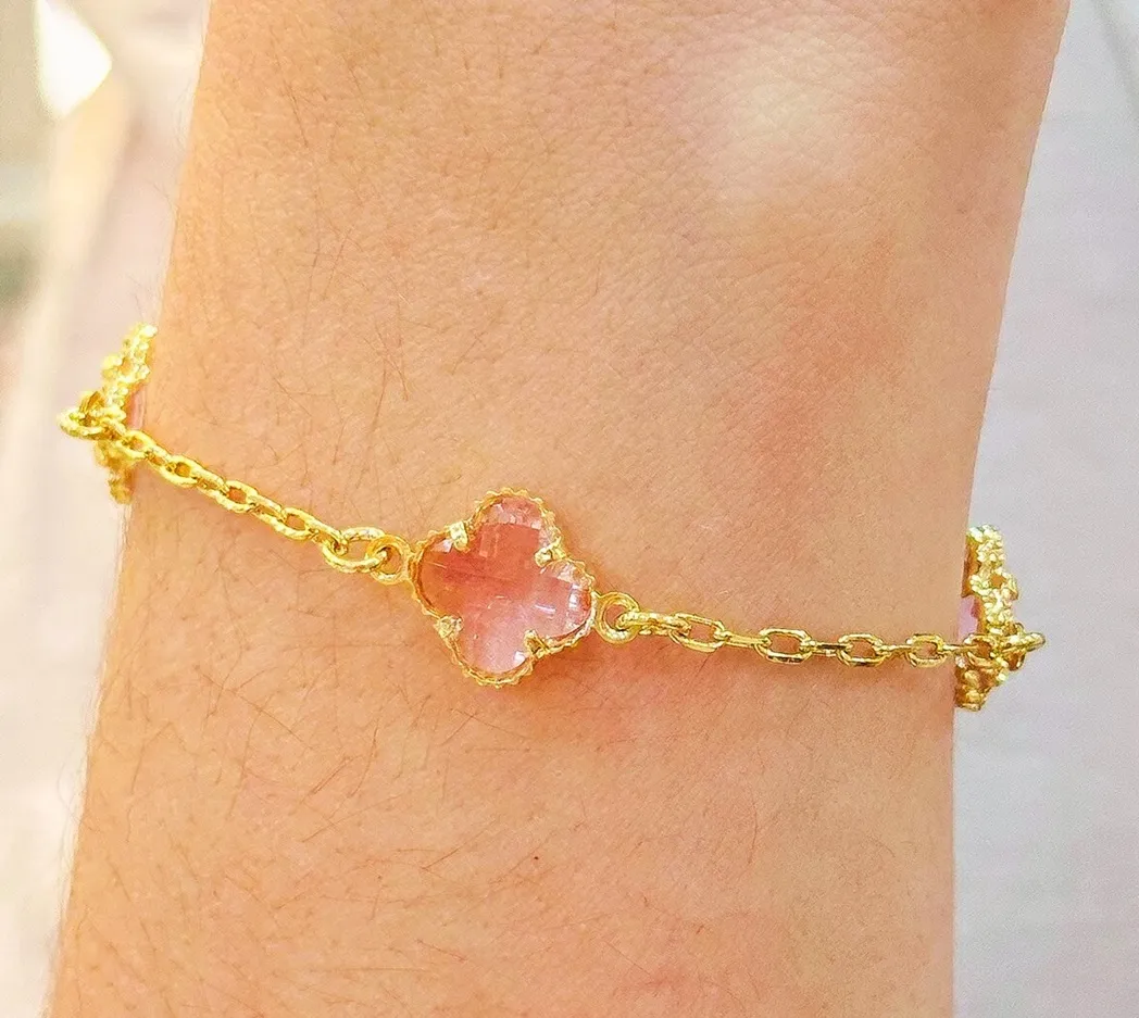 PULSEIRA ALHAMBRA INSPIRAÇÃO VAN CLEEF PEDRA ROSA