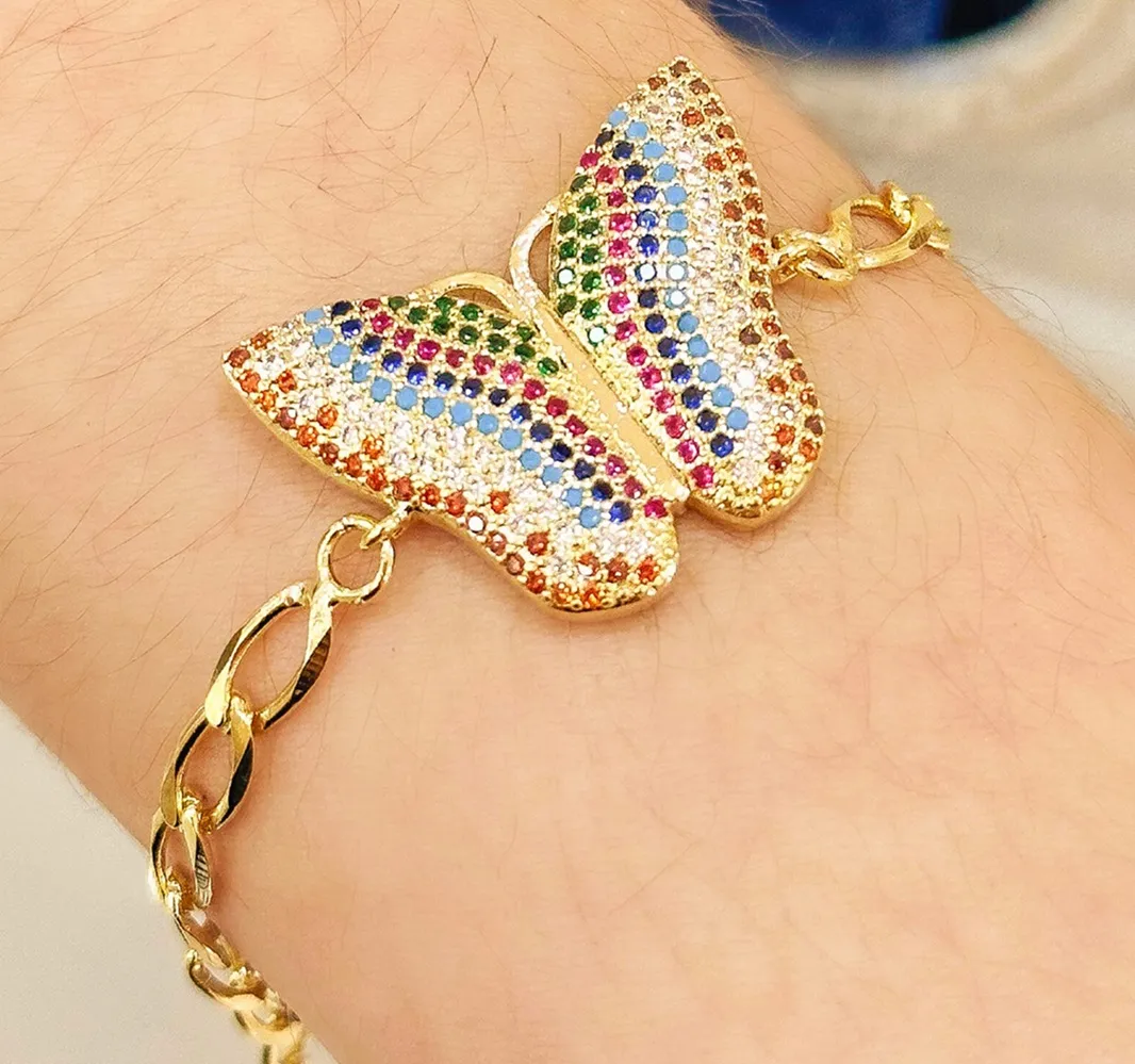 PULSEIRA GRUMET BORBOLETA CRAVEJDADA COLORS