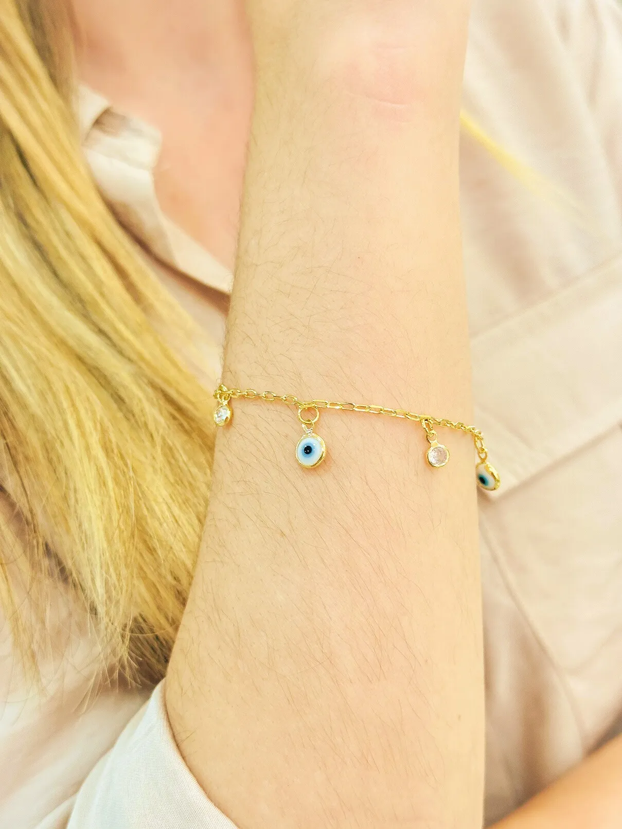PULSEIRA OLHO GREGO COM PONTO DE LUZ