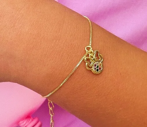 PULSEIRA INFANTIL MINNIE CRAVEJADA