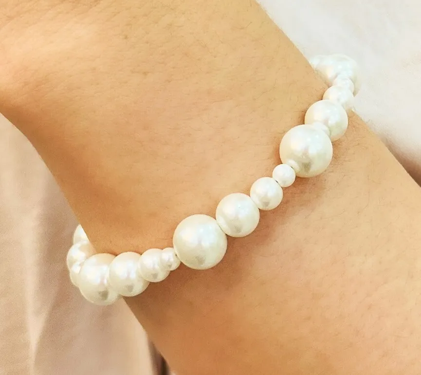 PULSEIRA PRATA PEROLAS 9,8,6,4 MM