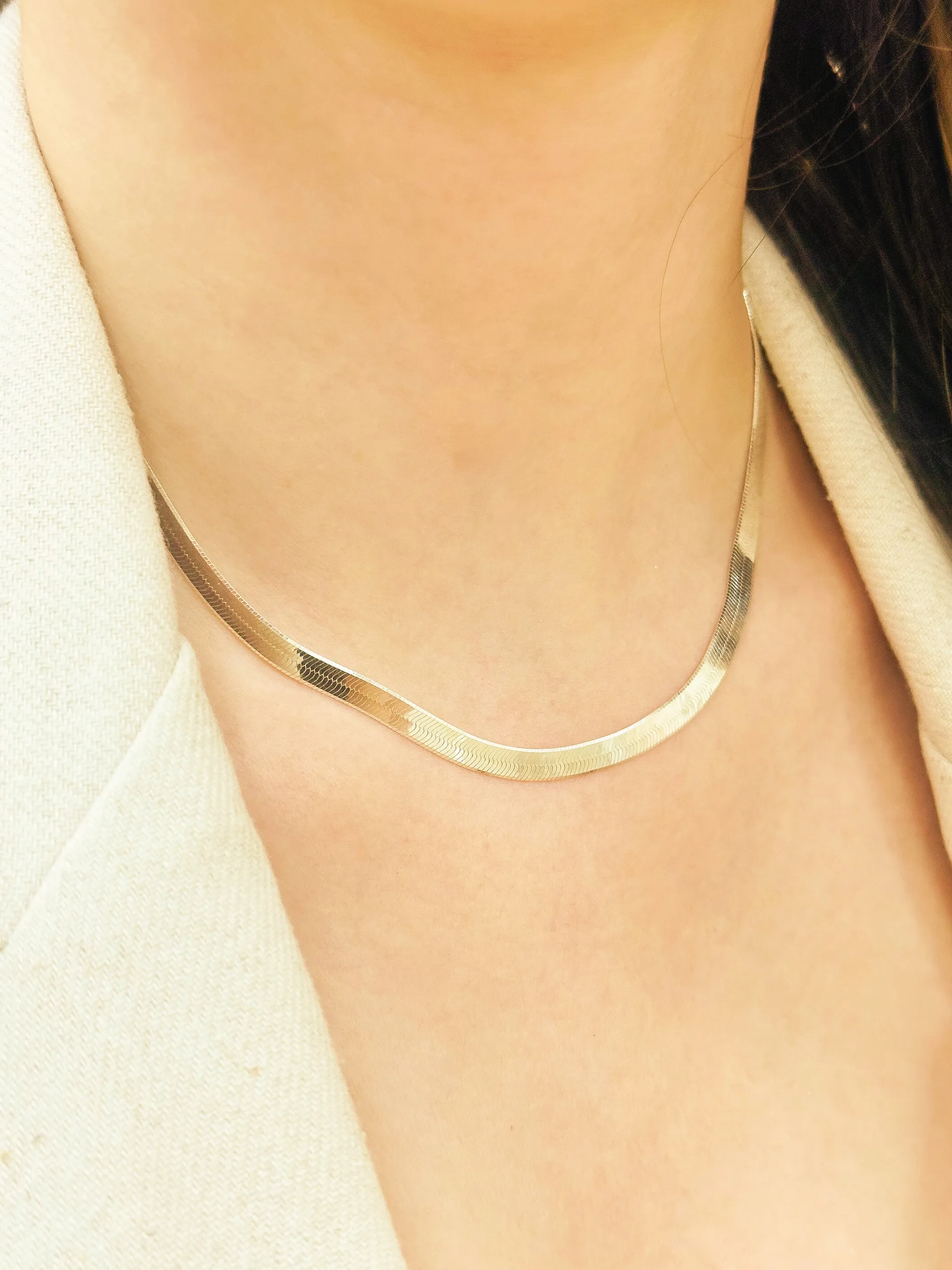CHOKER PRATA LAMINADA FIO 050