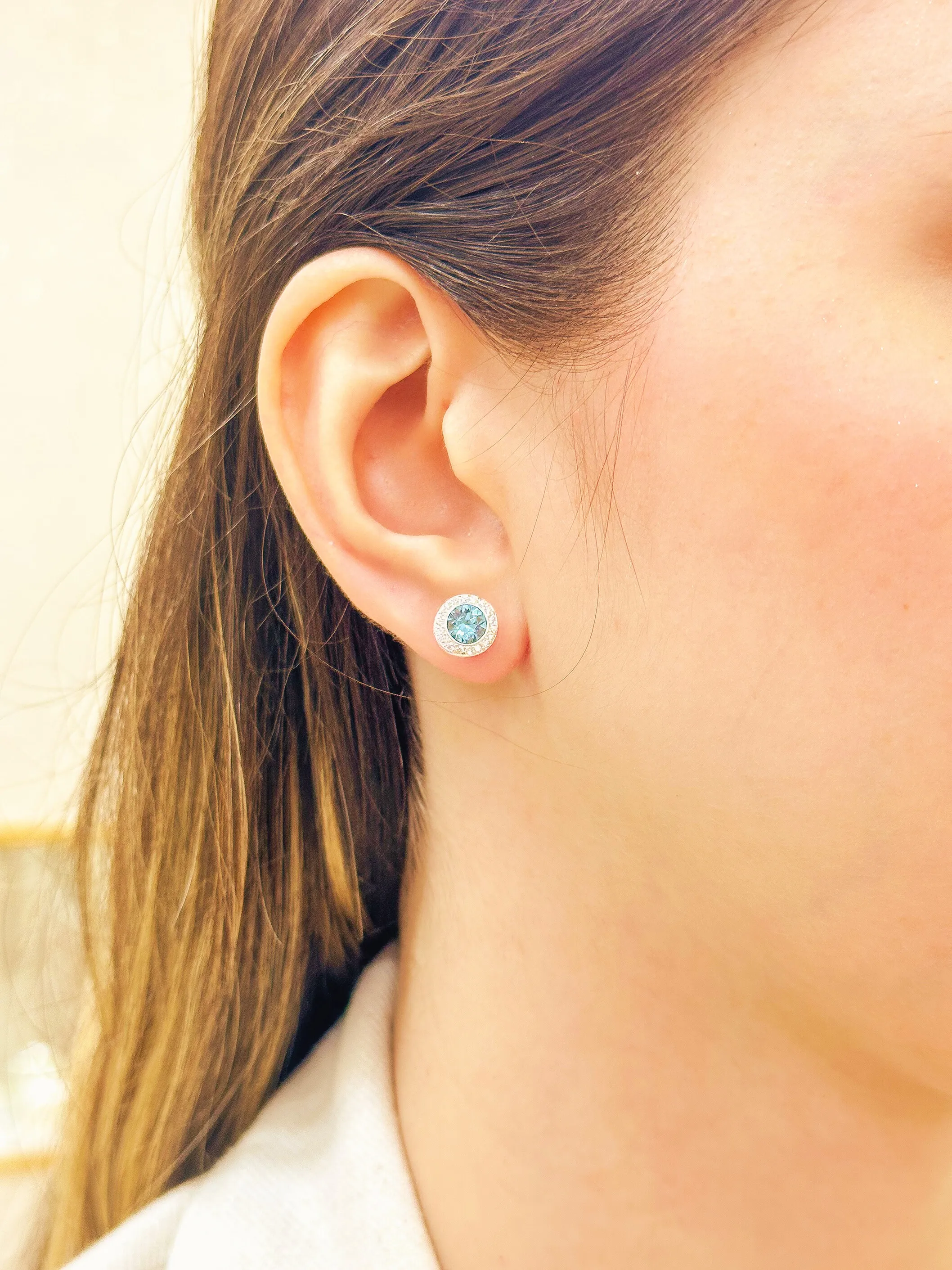 BRINCO PRATA PEDRA SWAROVSKI AQUAMARINE
