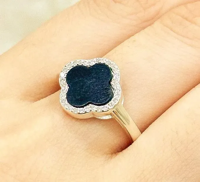 ANEL PRATA ALHAMBRA PRETO BORDA CRAVEJADA VAN CLEEF