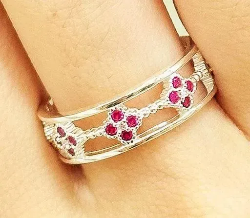 ANEL PRATA FLOR ROSA