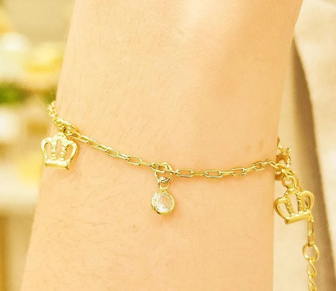 PULSEIRA COROA COM PEDRA CRISTAL