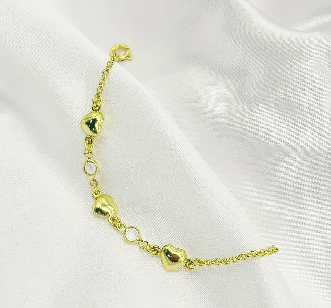 PULSEIRA INFANTIL CORAÇÕES COM PEDRAS CRISTAIS