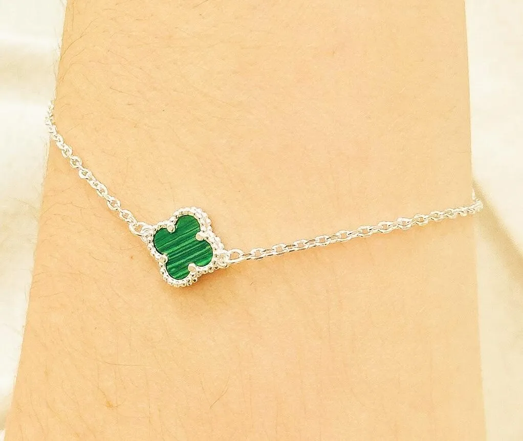 PULSEIRA PRATA VAN CLEEF MALAQUITA