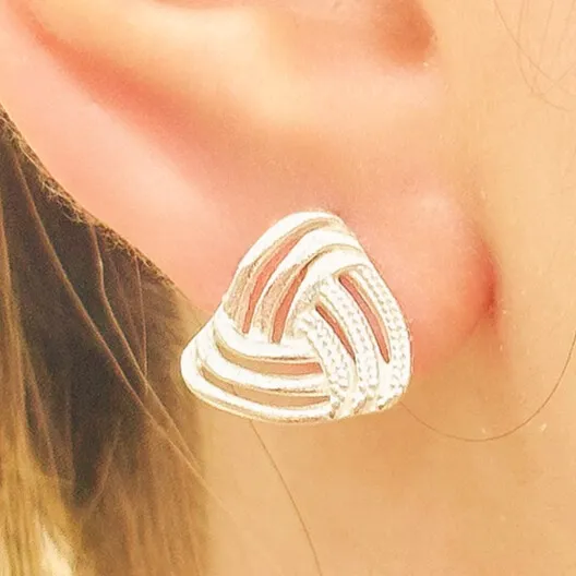 CONJUNTO PRATA TRIÂNGULO ENTRELAÇADO