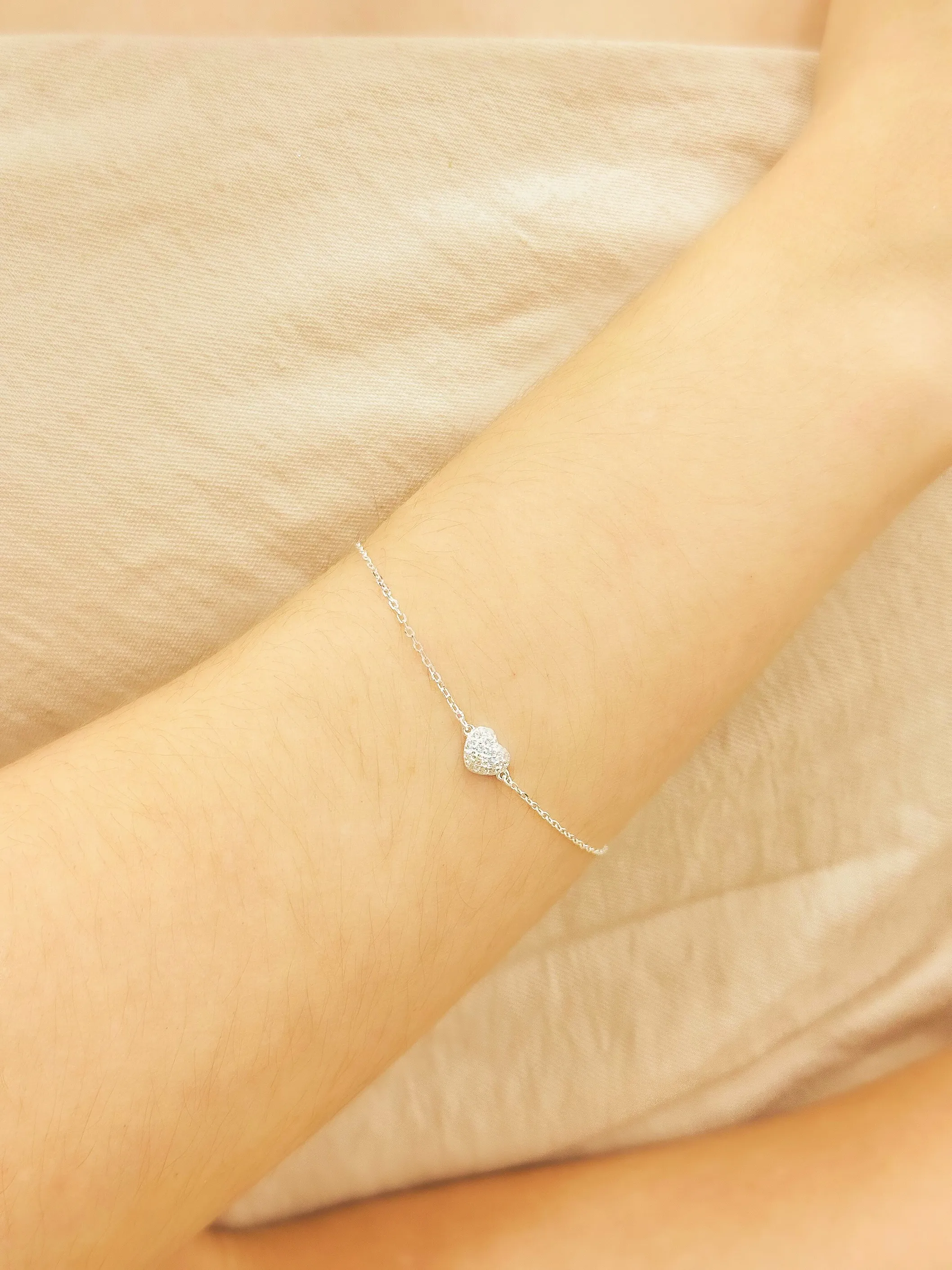 PULSEIRA PRATA CORAÇÃO CRAVEJADO