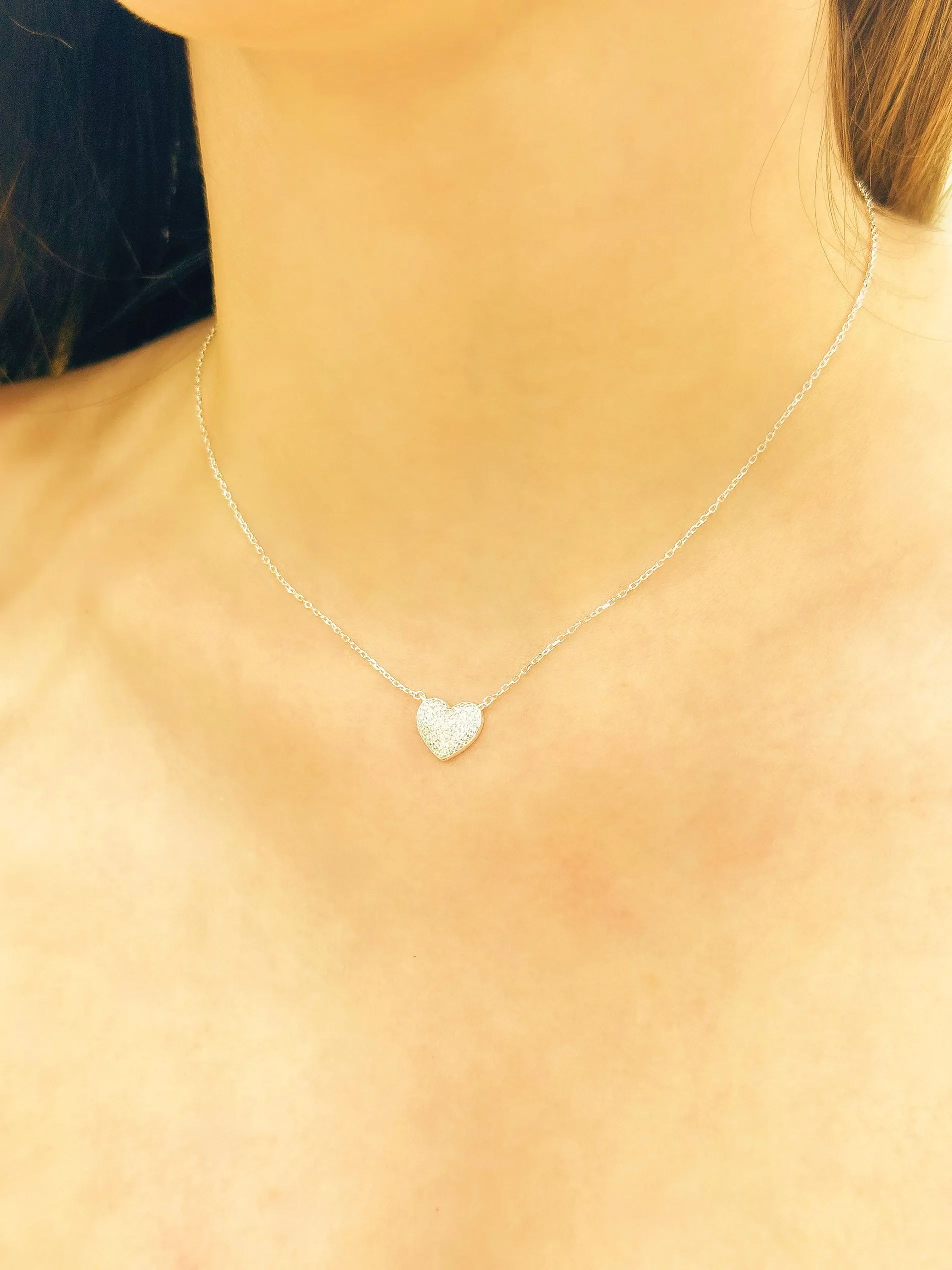 CONJUNTO PRATA CORAÇÃO CRAVEJADO