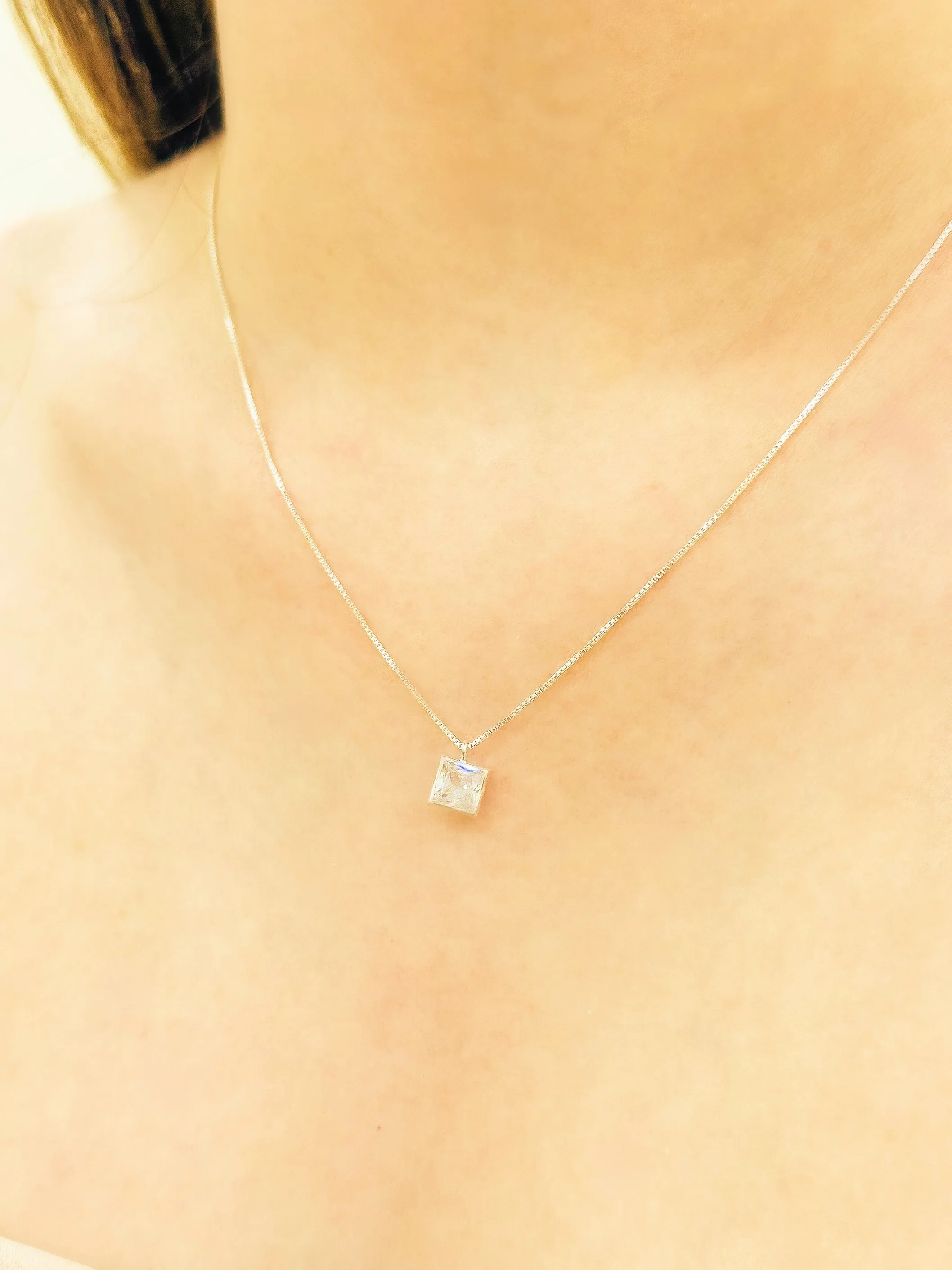 CONJUNTO PRATA PONTO DE LUZ QUADRADO