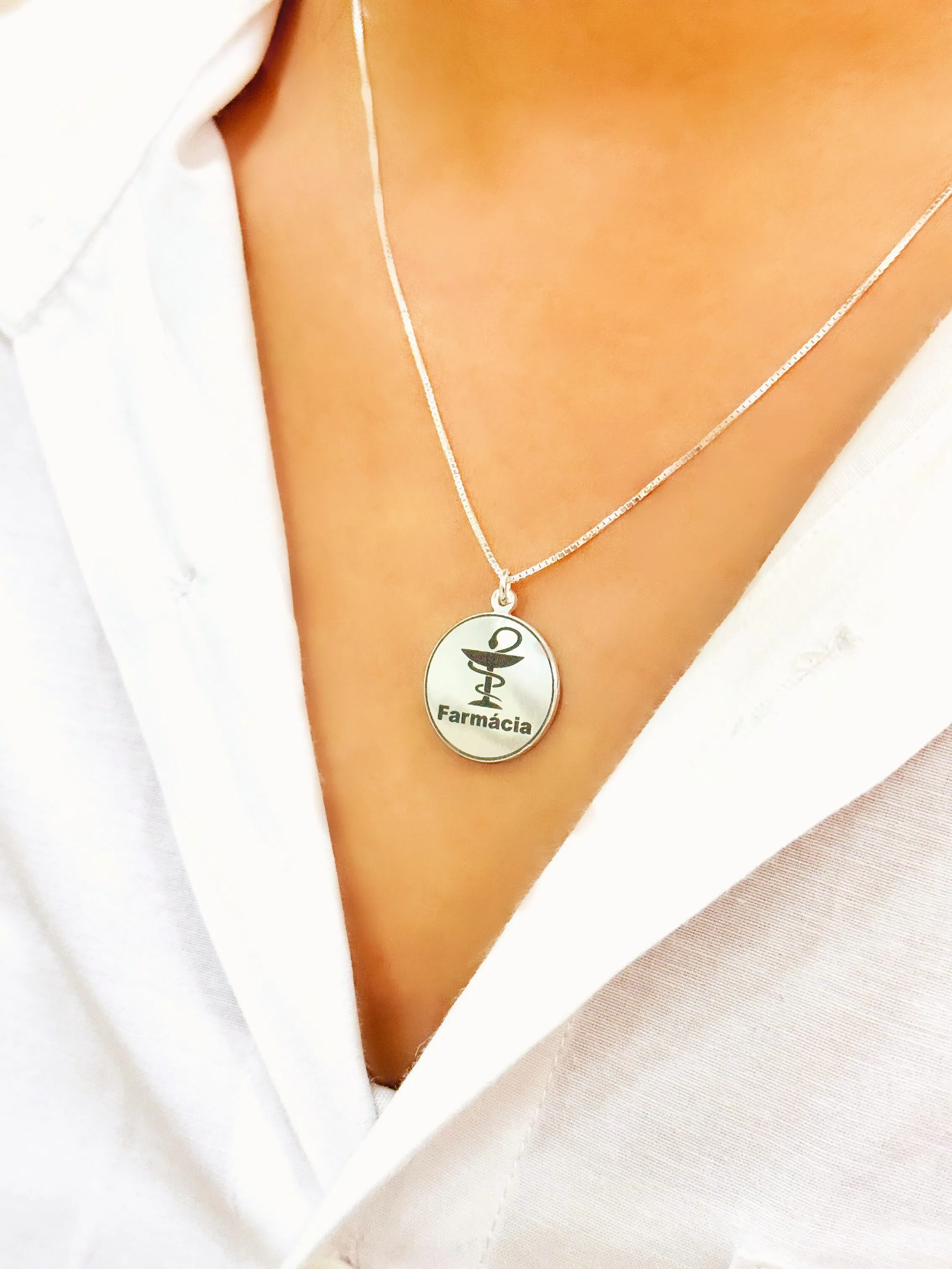 GARGANTILHA PRATA MEDALHA PERSONALIZADA 2 CM