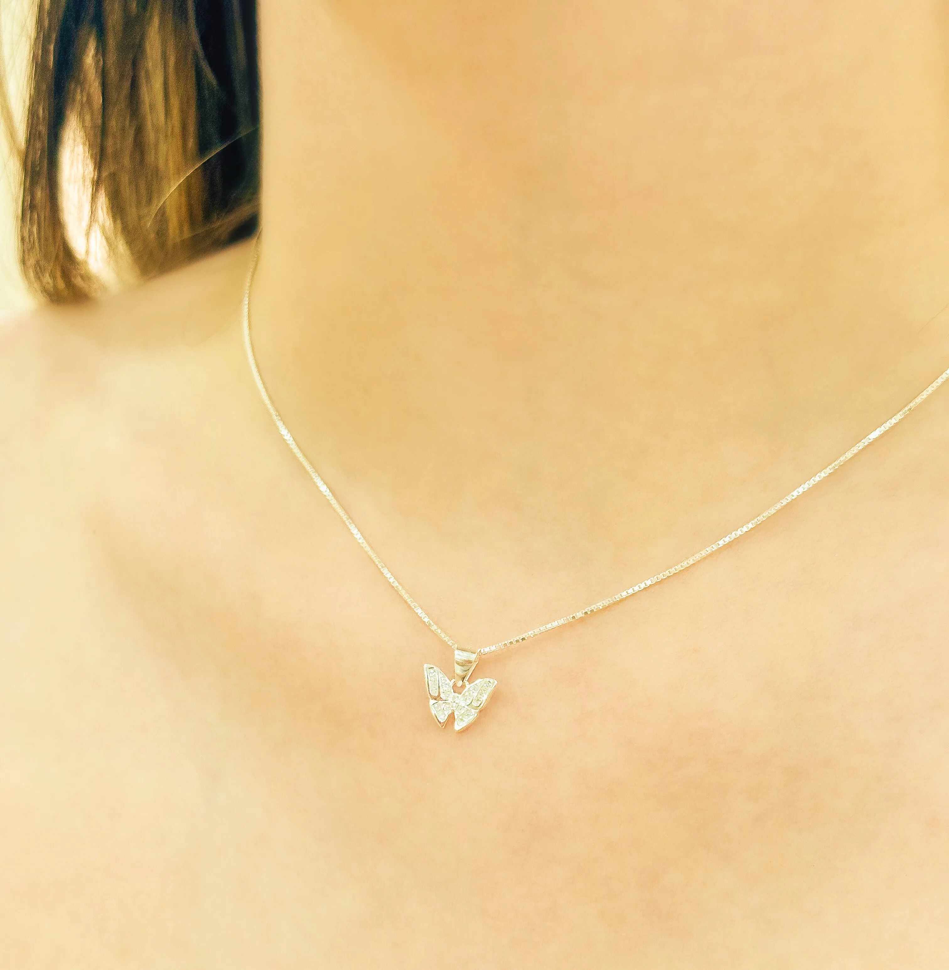 CONJUNTO PRATA BORBOLETA CRAVEJADA