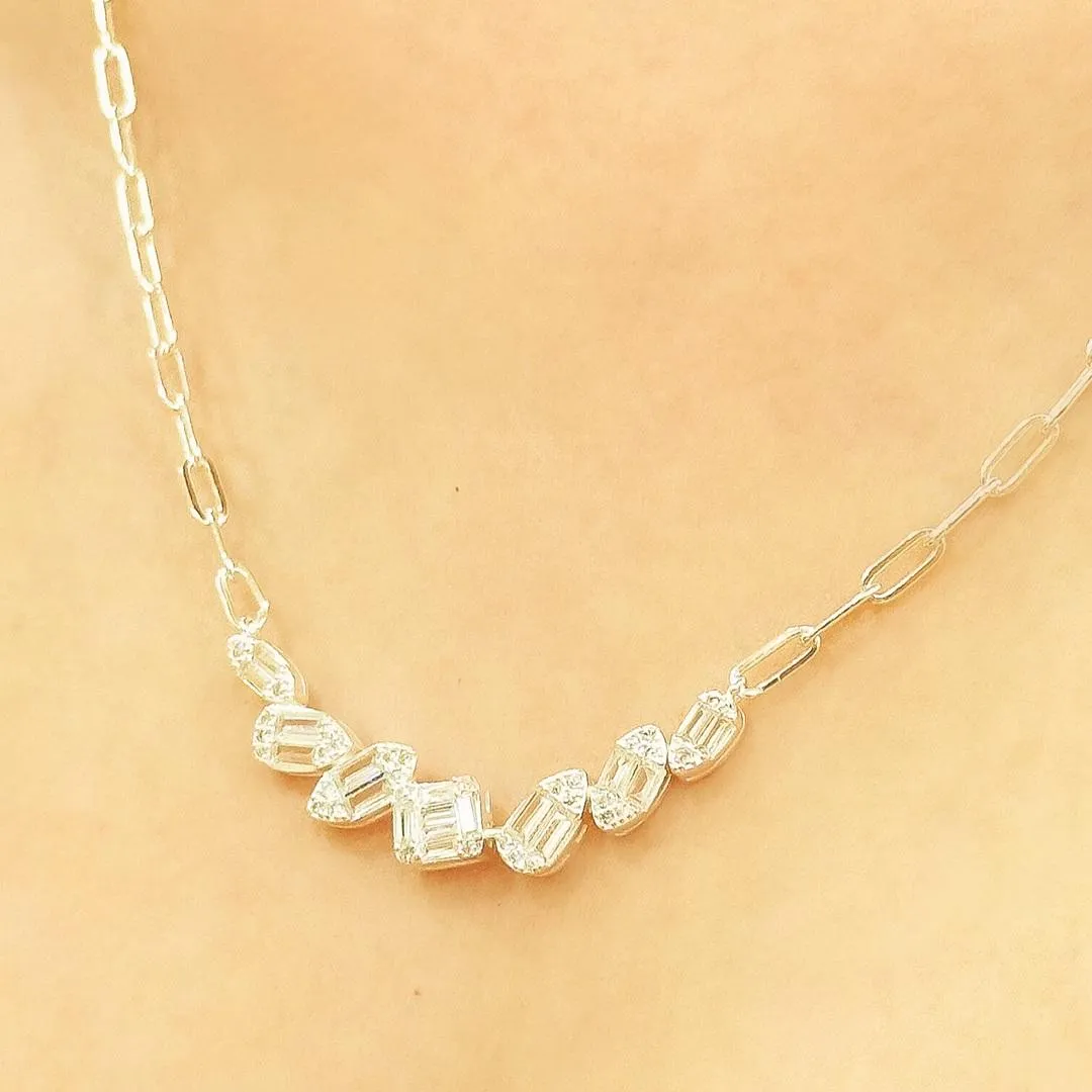 GARGANTILHA PRATA ELO CARTIER COM PEDRAS CRAVEJADAS