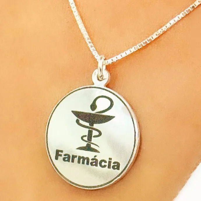 GARGANTILHA PRATA MEDALHA PERSONALIZADA 2 CM