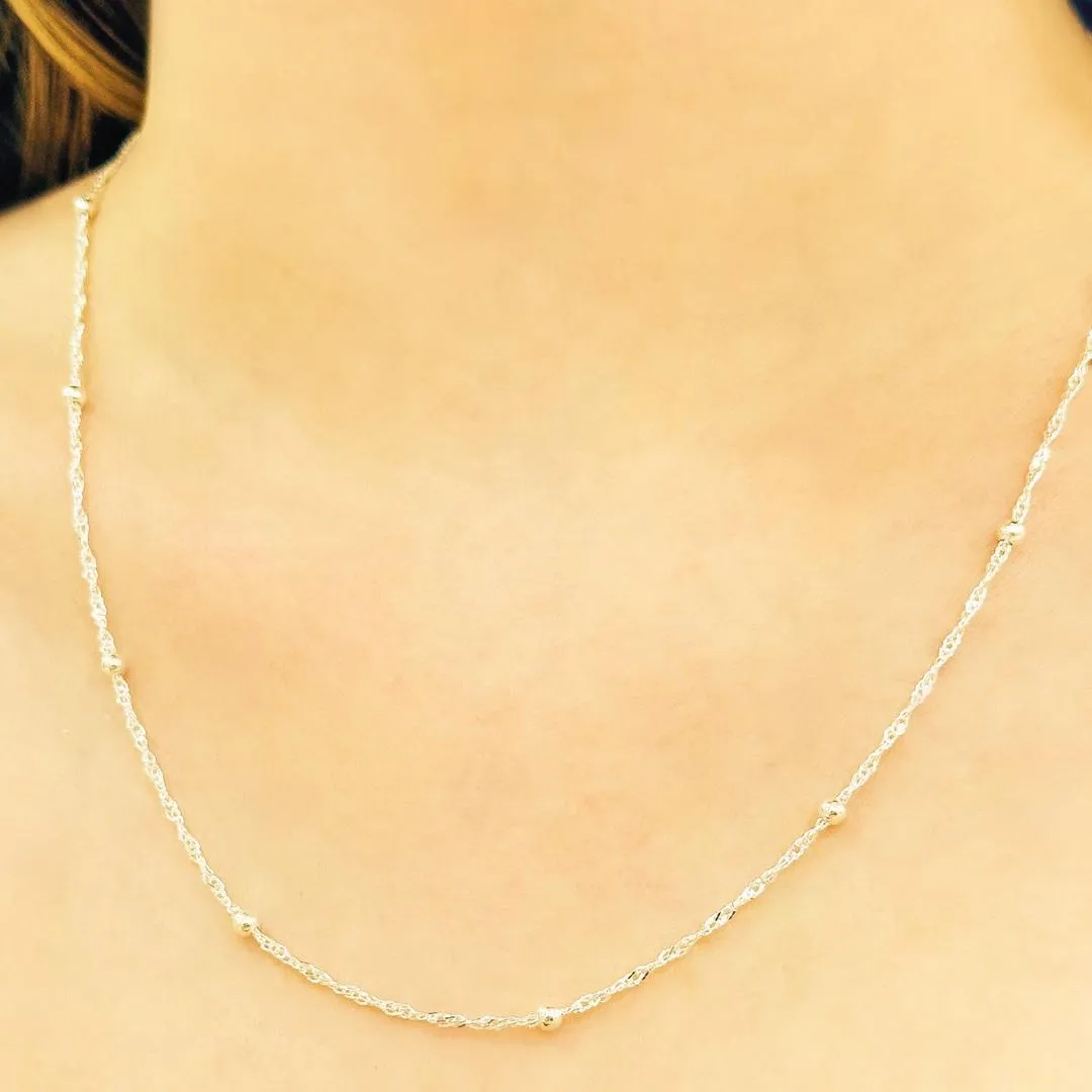 GARGANTILHA PRATA SIGAPURA COM BOLINHA 3MM