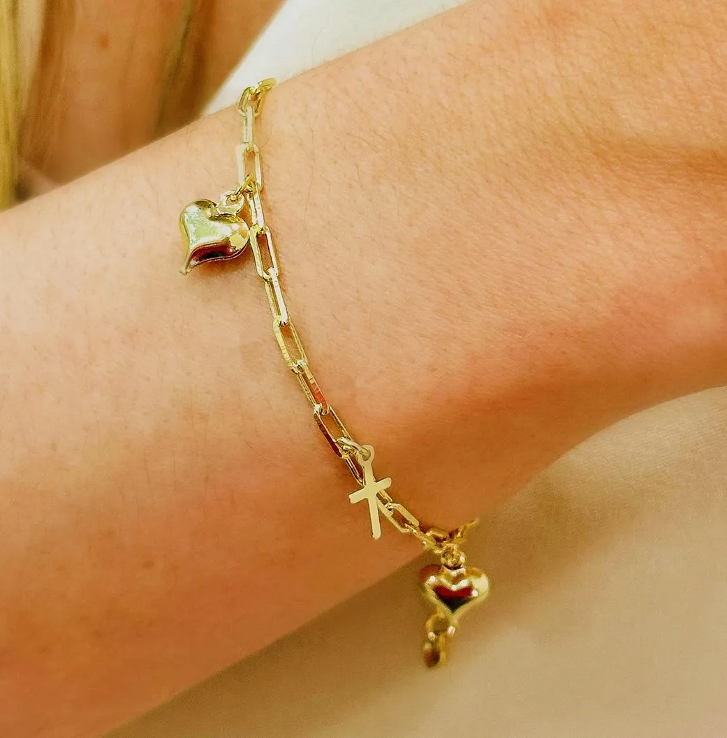 PULSEIRA CARTIER CORAÇÕES E CRUZ