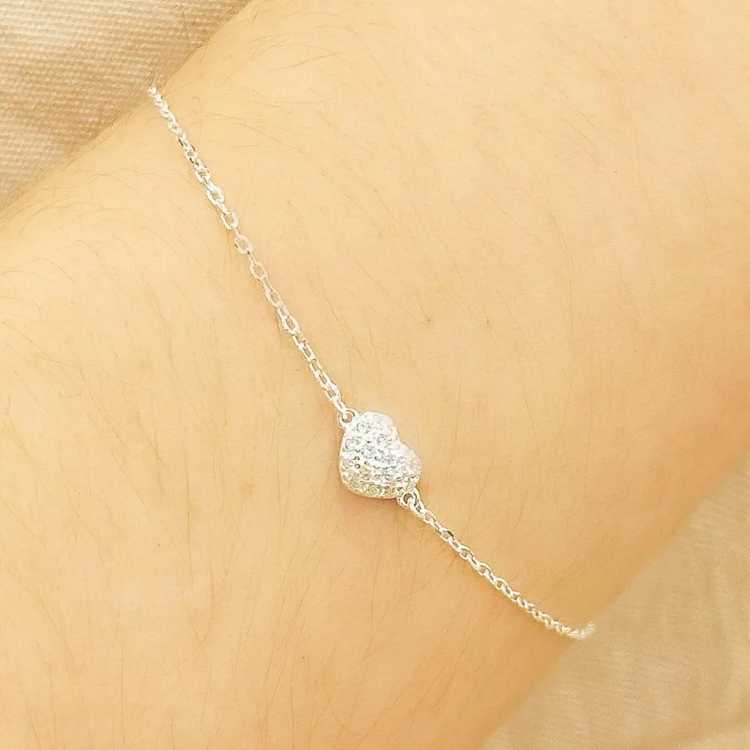 PULSEIRA PRATA CORAÇÃO CRAVEJADO