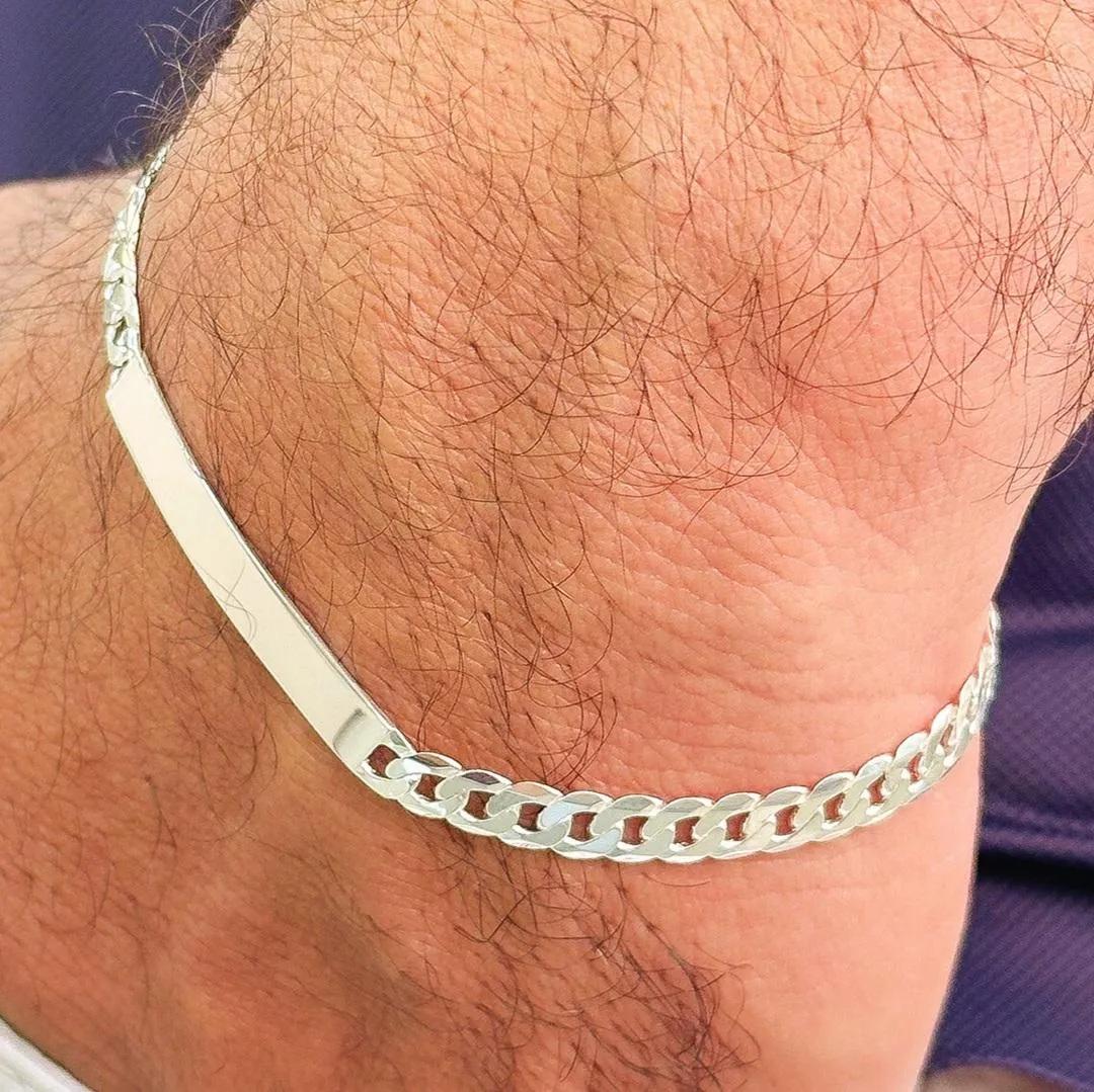 PULSEIRA PRATA GRUMET COM PLACA FIO 150