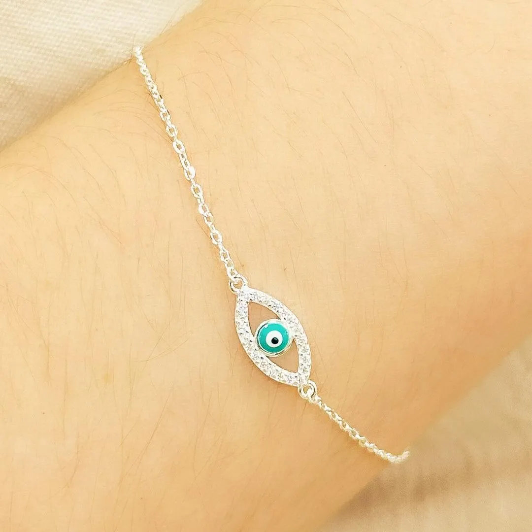 PULSEIRA PRATA OLHO GREGO CRAVEJADO