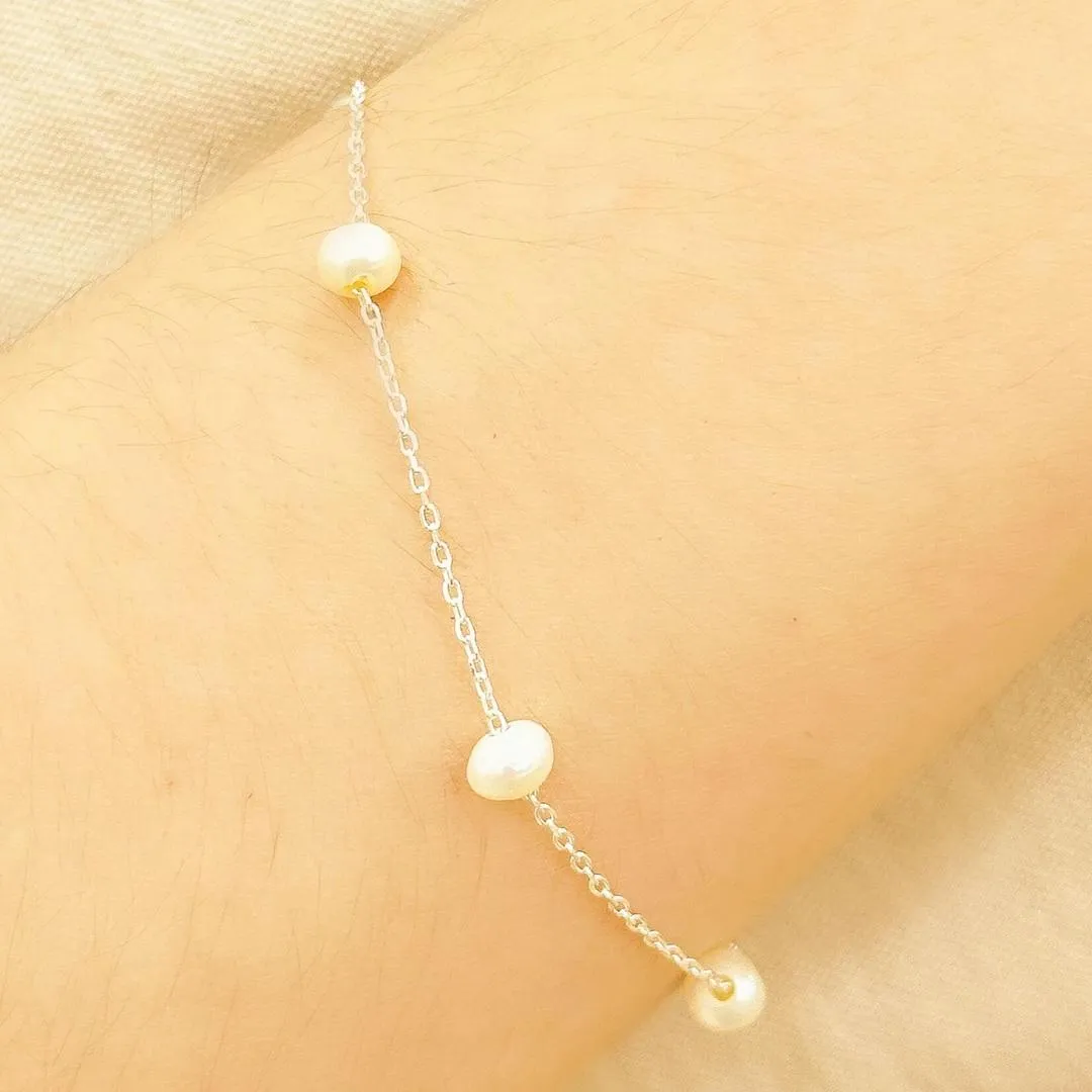 PULSEIRA PRATA PEROLA MARROQUINA