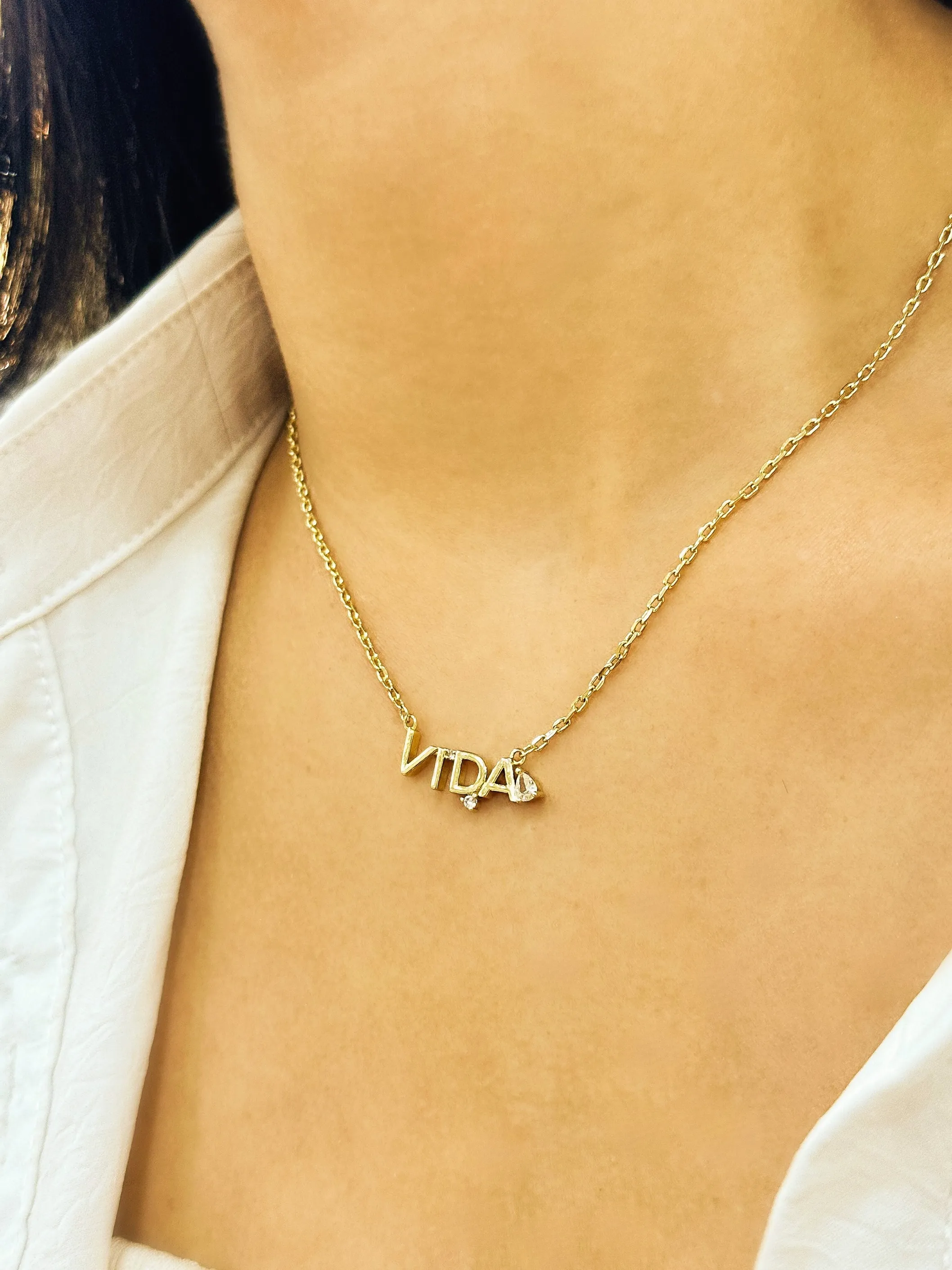 GARGANTILHA CADEADO VIDA COM ZIRCONIA