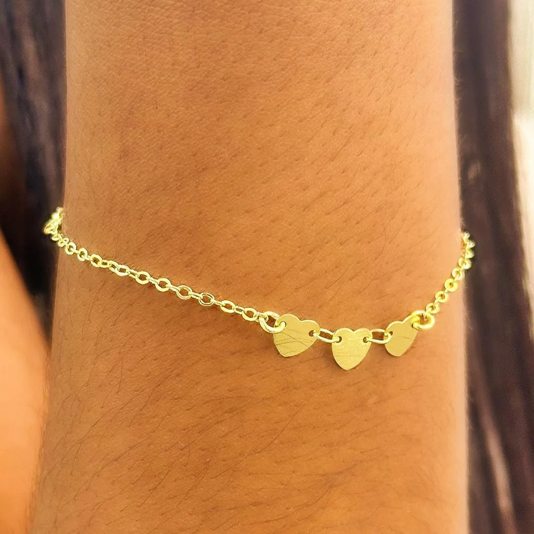 PULSEIRA 3 CORAÇÕES LISOS INFANTIL