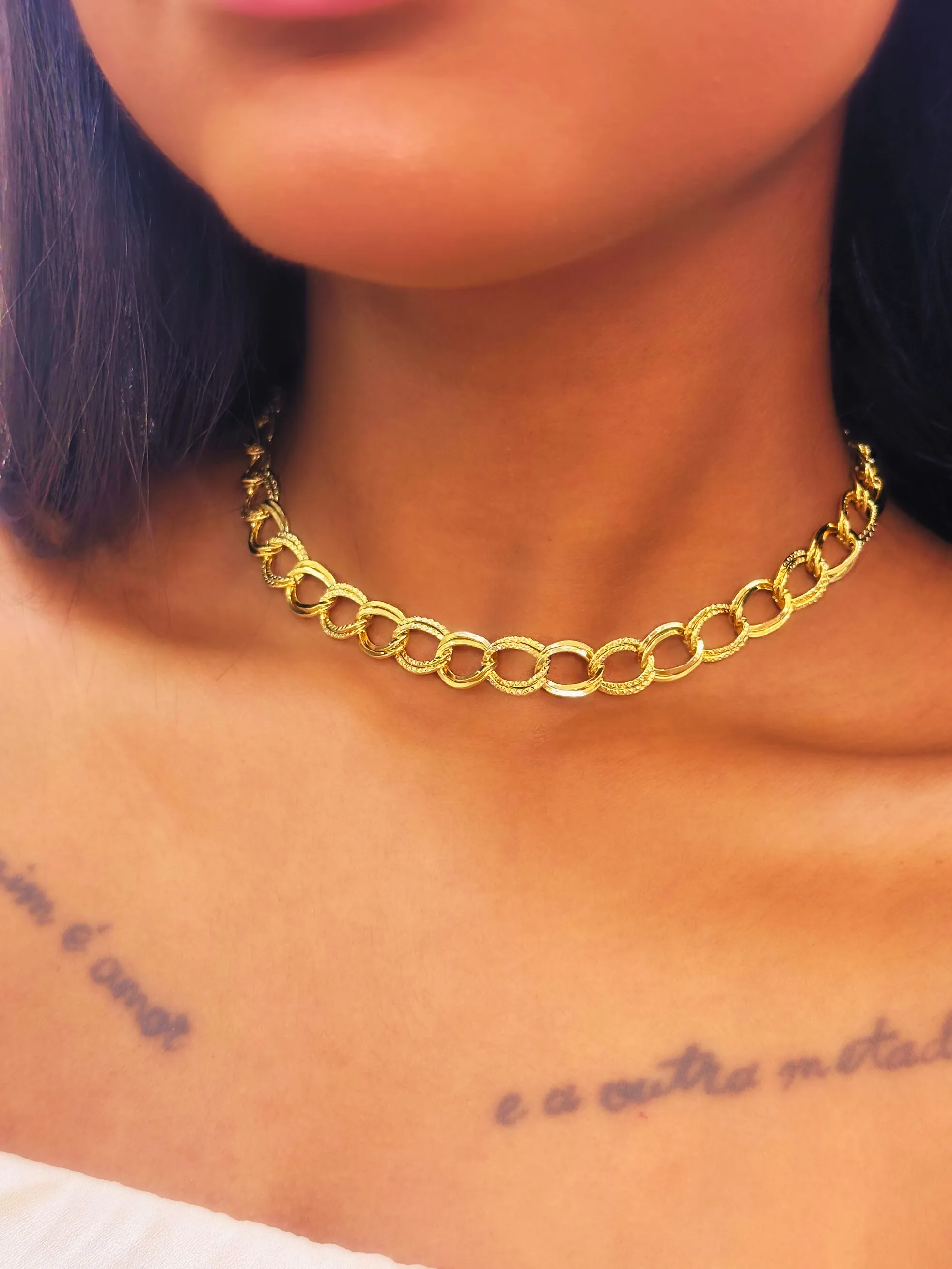 CHOKER ELO DUPLO DIAMANTADO