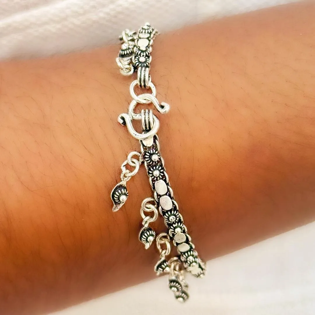 PULSEIRA PRATA BALI FLOR PENDURADA