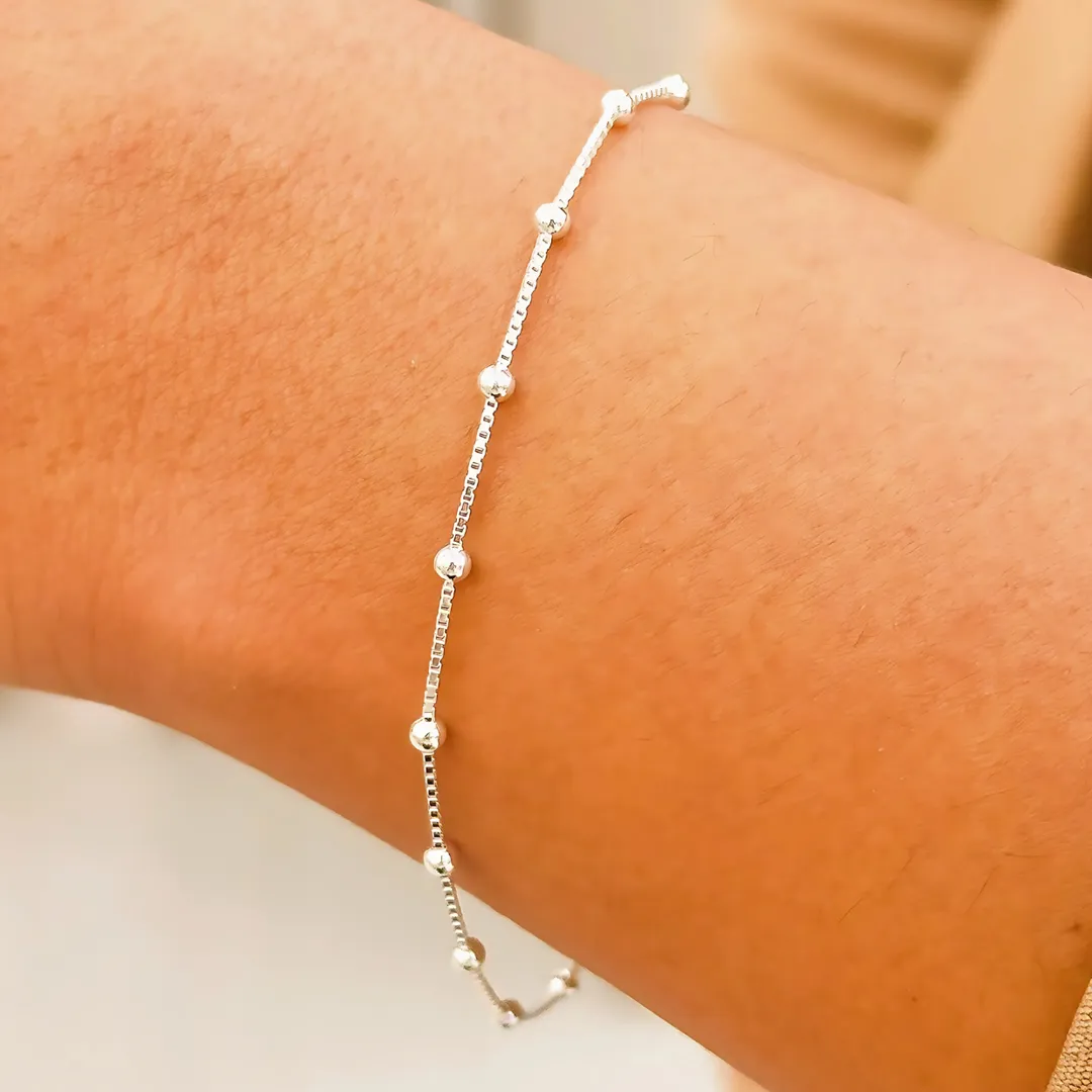 PULSEIRA PRATA VENEZIANA BOLINHA 2,5MM