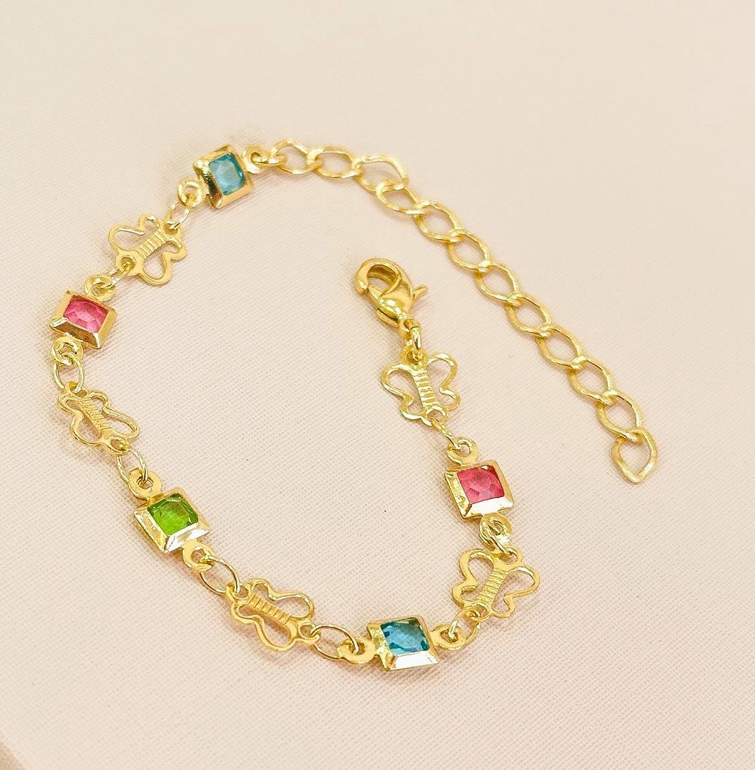 PULSEIRA INFANTIL BORBOLETA COM PEDRAS COLORS