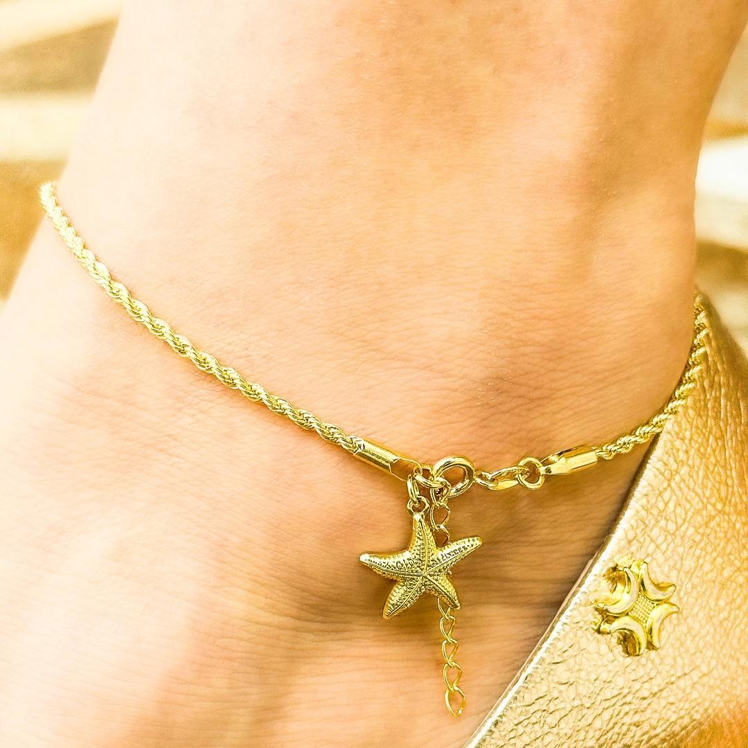 TORNOZELEIRA CORDÃO BAIANO COM ESTRELA DO MAR