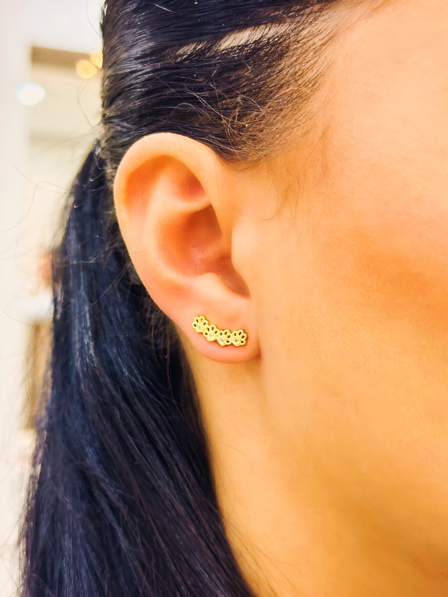 BRINCO EAR CUFF 4 PATINHA COM PEDRA