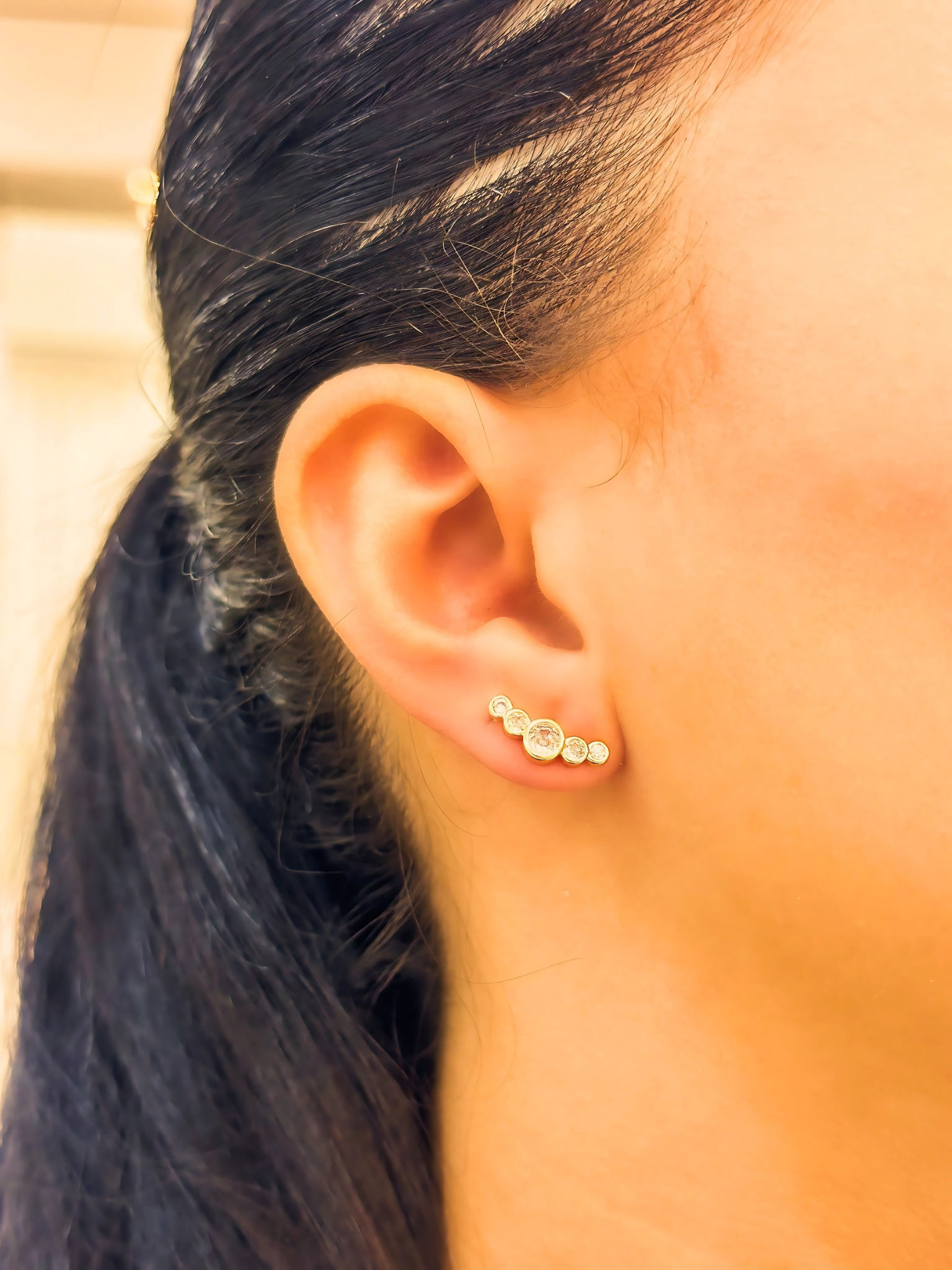 BRINCO EAR CUFF 5 PONTOS DE LUZ CRISTAL