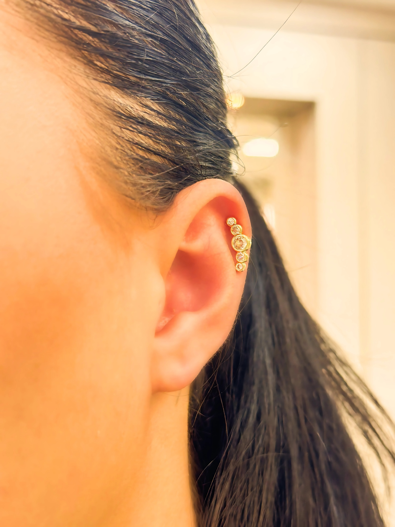 BRINCO EAR CUFF 5 PONTOS DE LUZ CRISTAL