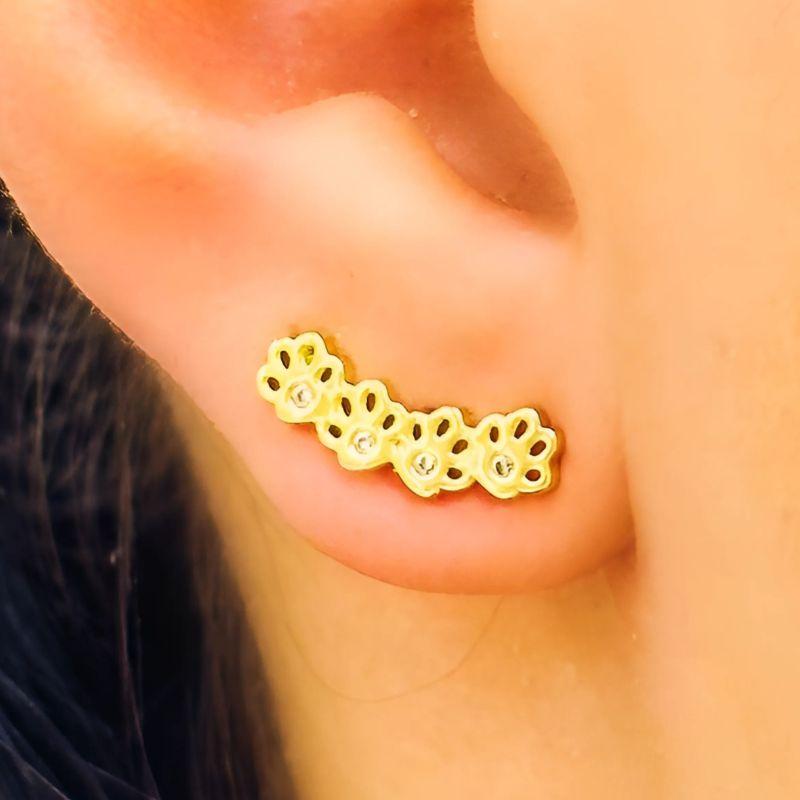 BRINCO EAR CUFF 4 PATINHA COM PEDRA